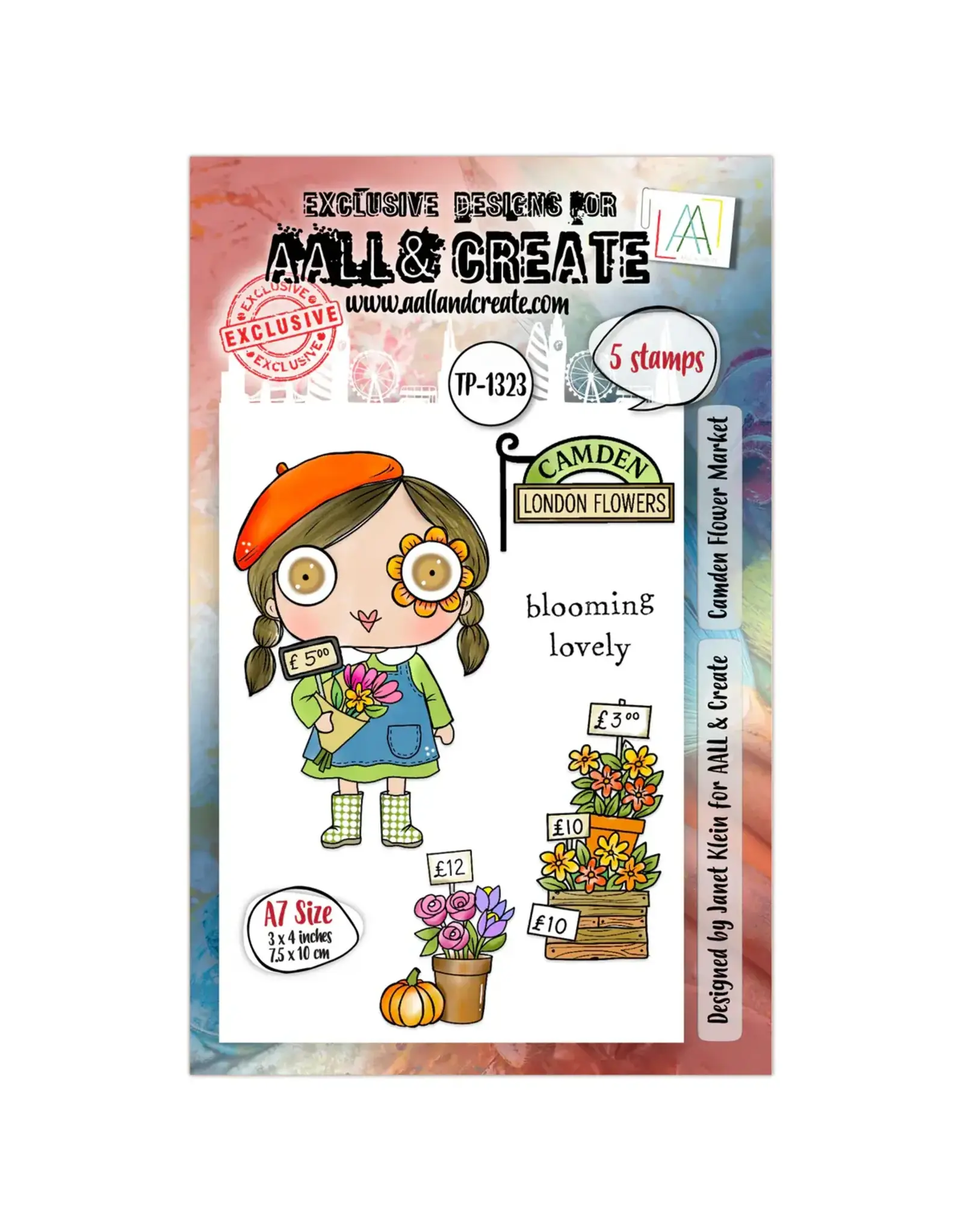AALL & CREATE AALL & CREATE JANET KLEIN #1323 CAMDEN FLOWER MARKET A7 CLEAR STAMP SET