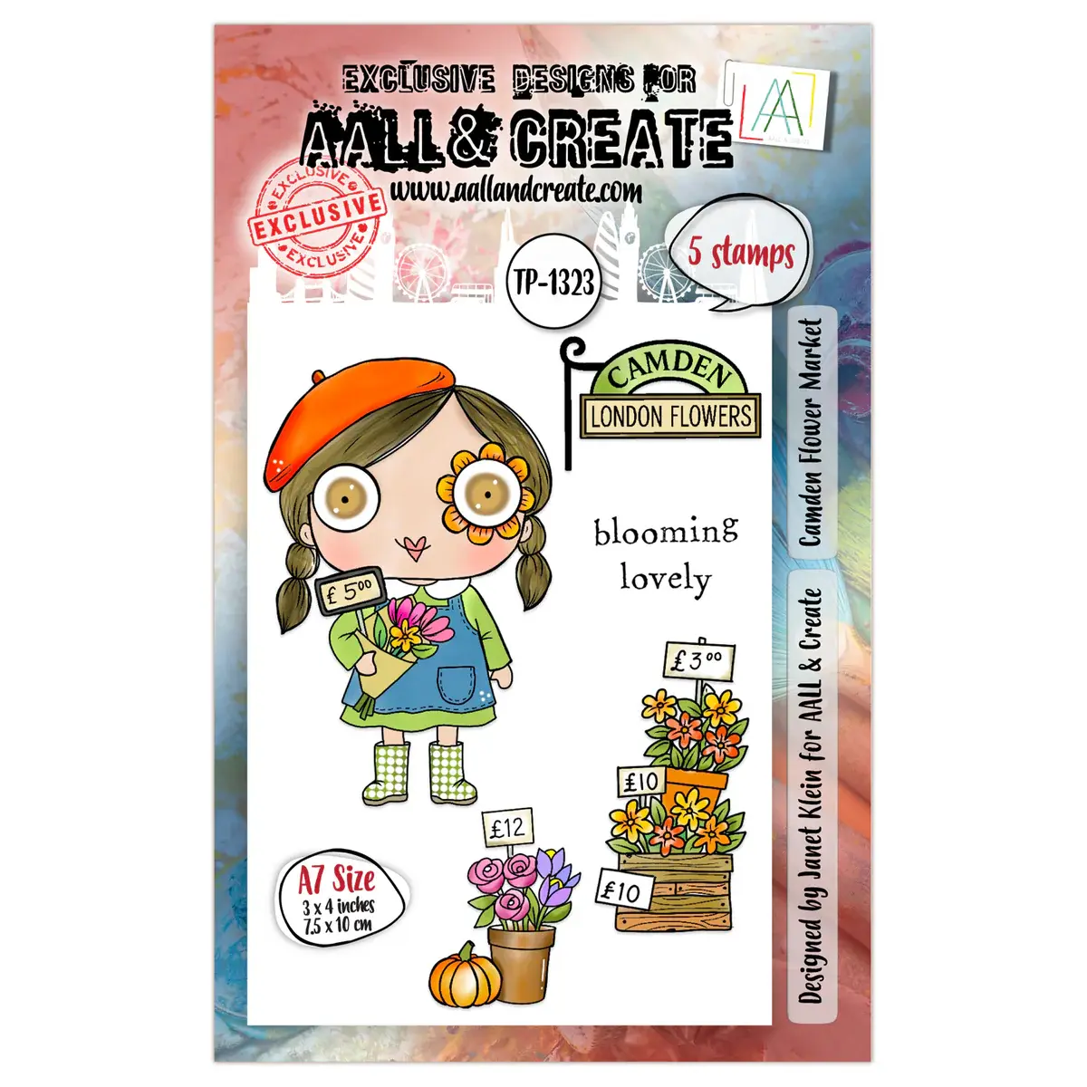 AALL & CREATE AALL & CREATE JANET KLEIN #1323 CAMDEN FLOWER MARKET A7 CLEAR STAMP SET