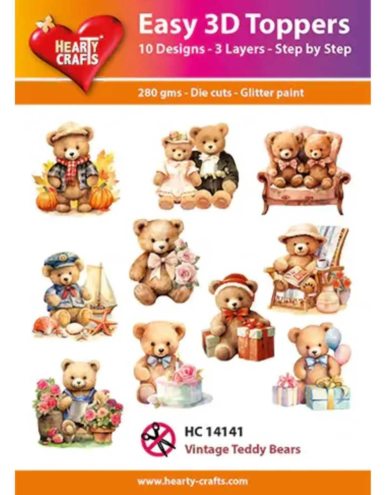 HEARTY CRAFTS HEARTY CRAFTS VINTAGE TEDDY BEARS EASY 3D TOPPERS