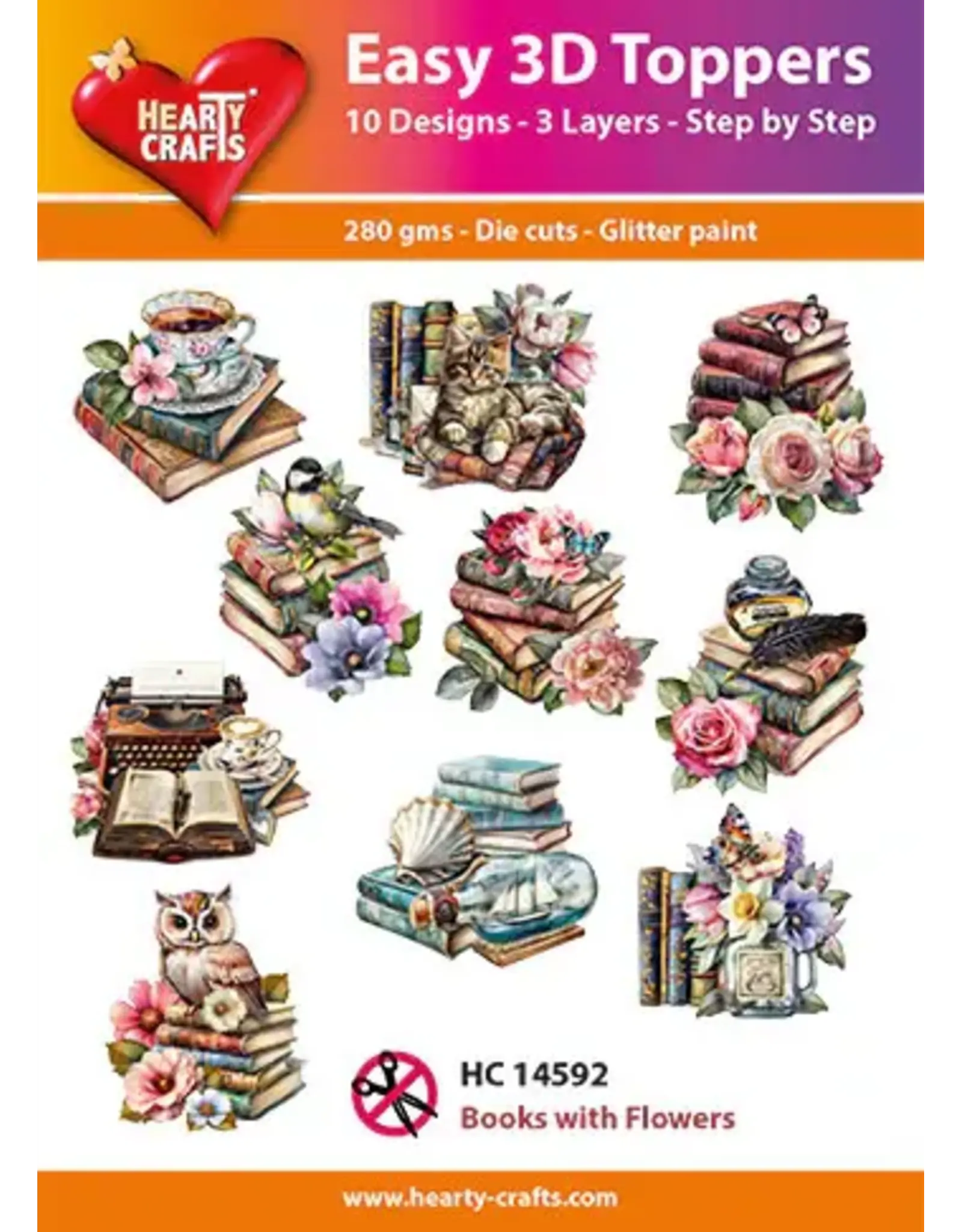 HEARTY CRAFTS HEARTY CRAFTS BOOKS WITH FLOWERS EASY 3D TOPPERS