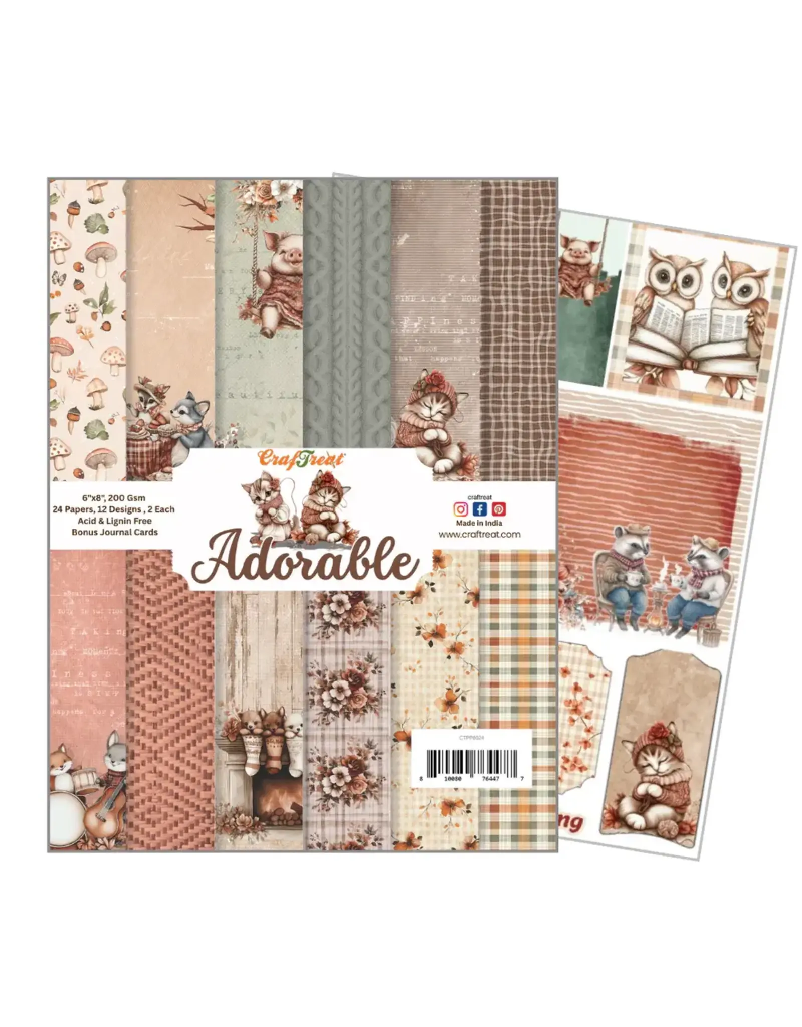 CRAFTREAT CRAFTREAT ADORABLE 6x8 PAPER PAD
