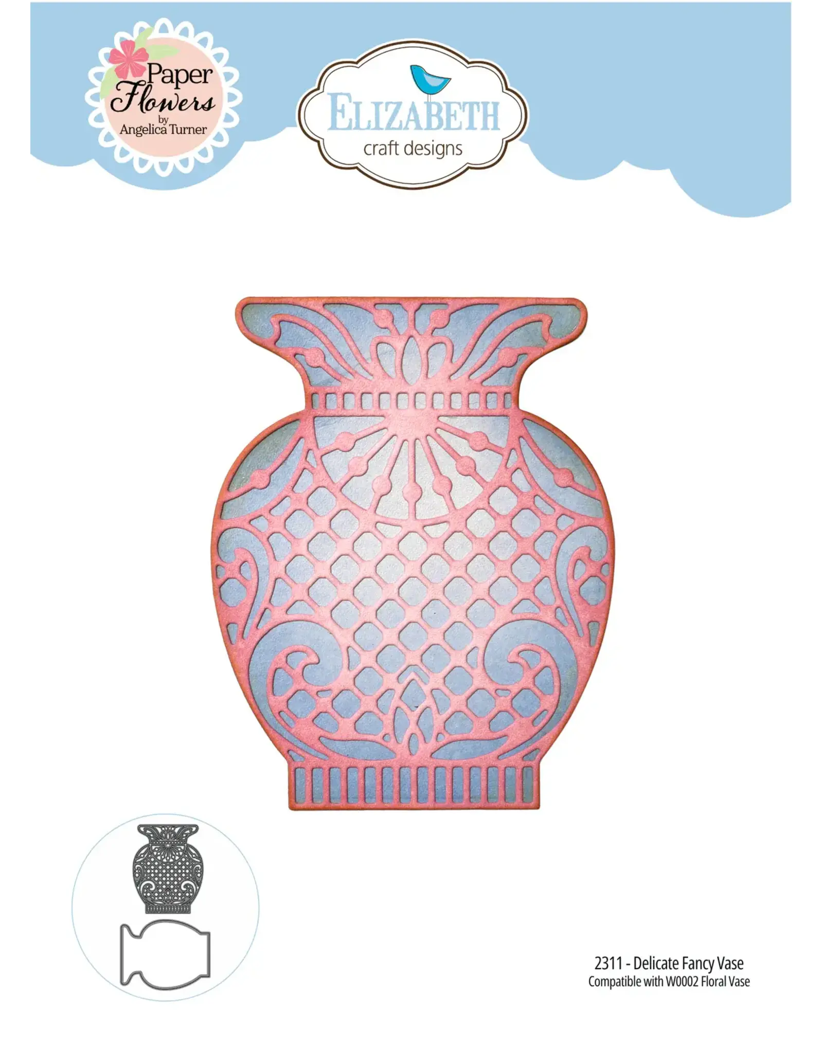ELIZABETH CRAFT DESIGNS ELIZABETH CRAFT DESIGNS PAPER FLOWERS BY ANGELICA TURNER DELICATE FANCY VASE DIE SET