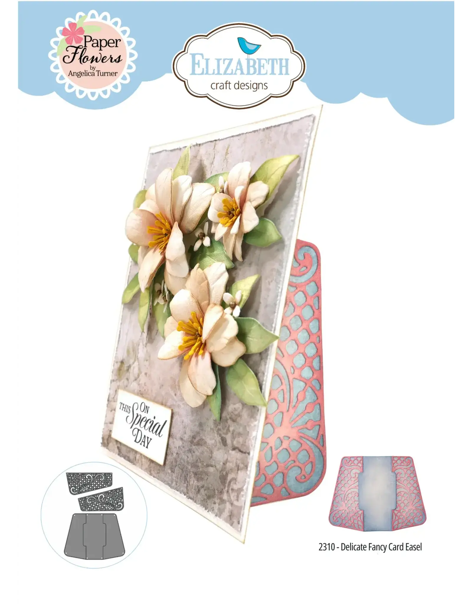 ELIZABETH CRAFT DESIGNS ELIZABETH CRAFT DESIGNS PAPER FLOWERS BY ANGELICA TURNER DELICATE FANCY CARD EASEL DIE SET