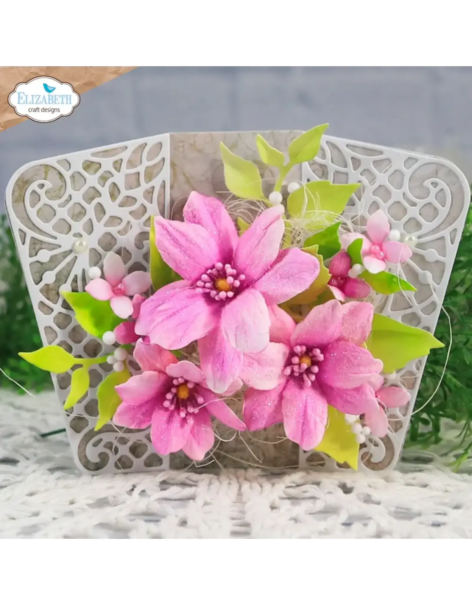 ELIZABETH CRAFT DESIGNS ELIZABETH CRAFT DESIGNS PAPER FLOWERS BY ANGELICA TURNER DELICATE FANCY CARD EASEL DIE SET