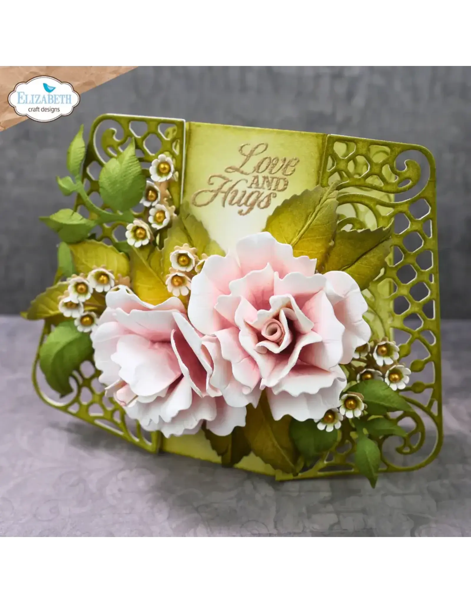 ELIZABETH CRAFT DESIGNS ELIZABETH CRAFT DESIGNS PAPER FLOWERS BY ANGELICA TURNER DELICATE FANCY CARD EASEL DIE SET