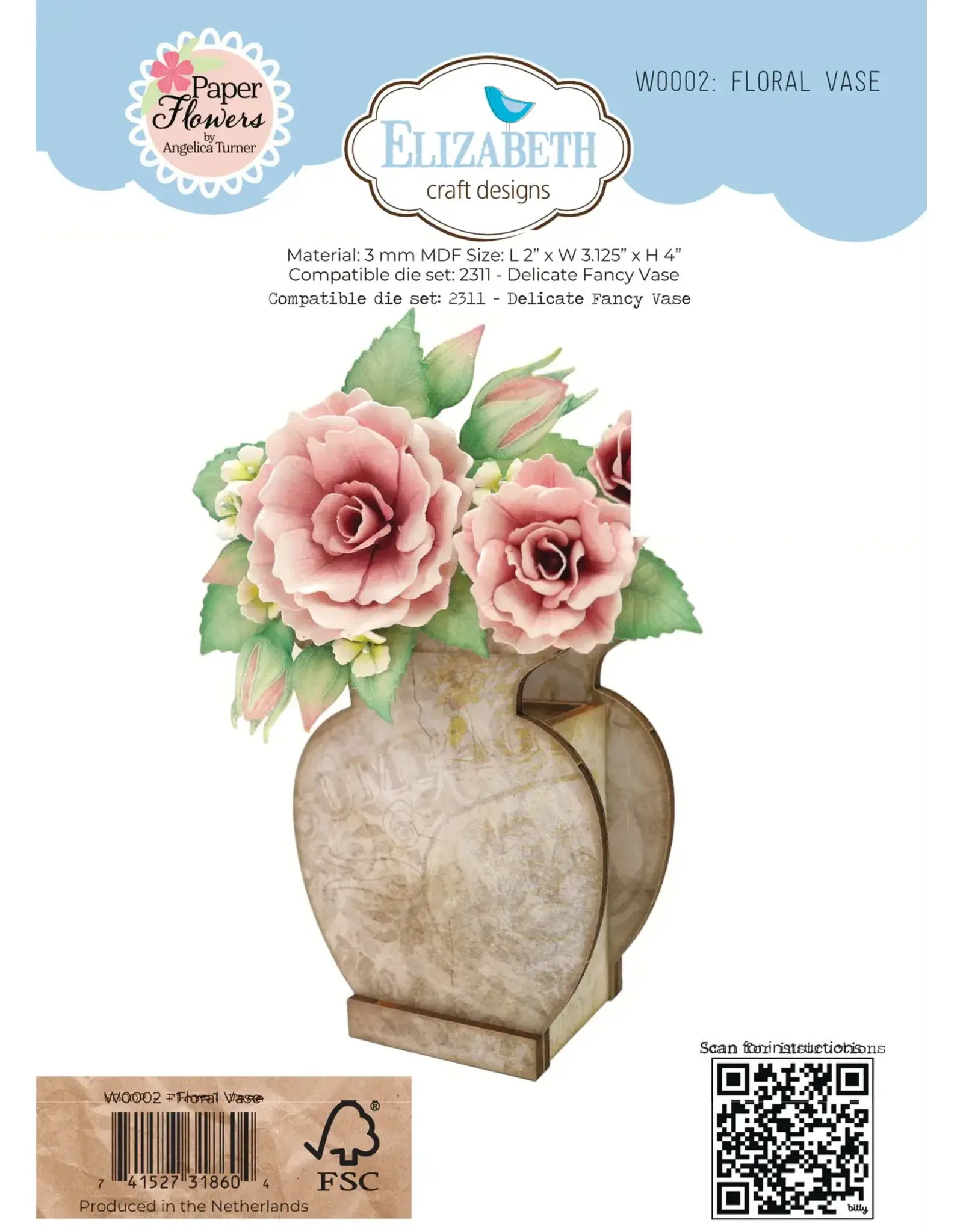 ELIZABETH CRAFT DESIGNS ELIZABETH CRAFT DESIGNS PAPER FLOWERS BY ANGELICA TURNER FLORAL VASE