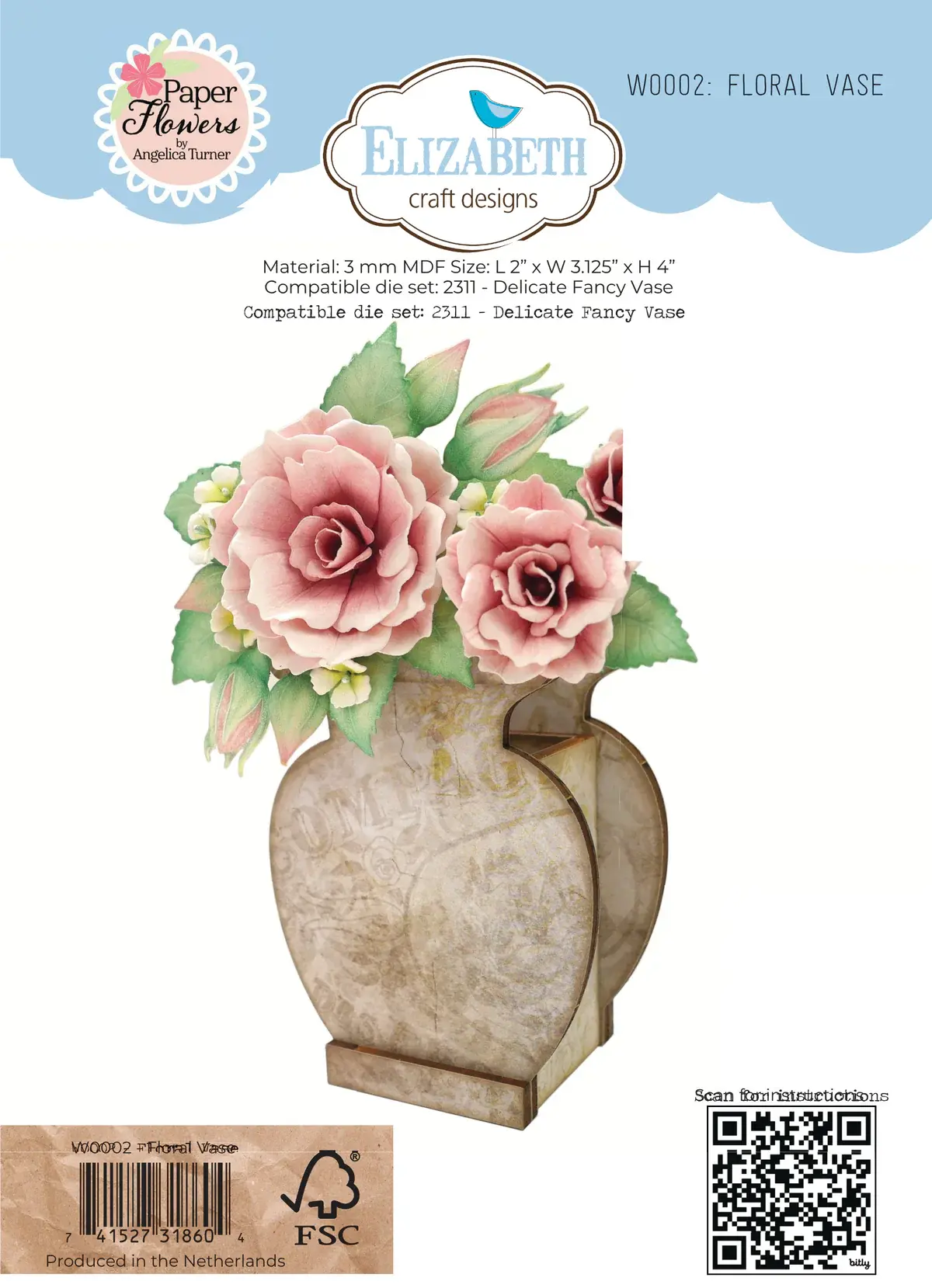 ELIZABETH CRAFT DESIGNS ELIZABETH CRAFT DESIGNS PAPER FLOWERS BY ANGELICA TURNER FLORAL VASE