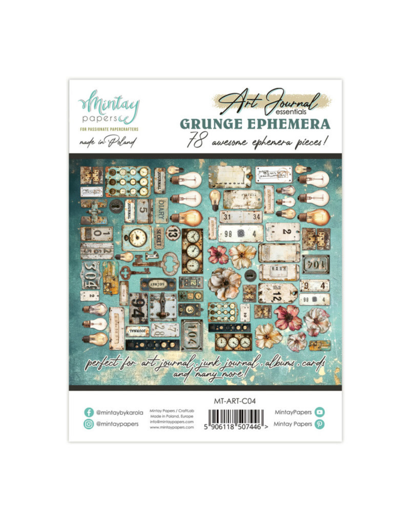 MINTAY MINTAY ART JOURNAL GRUNGE PAPER DIE-CUTS 78/PK