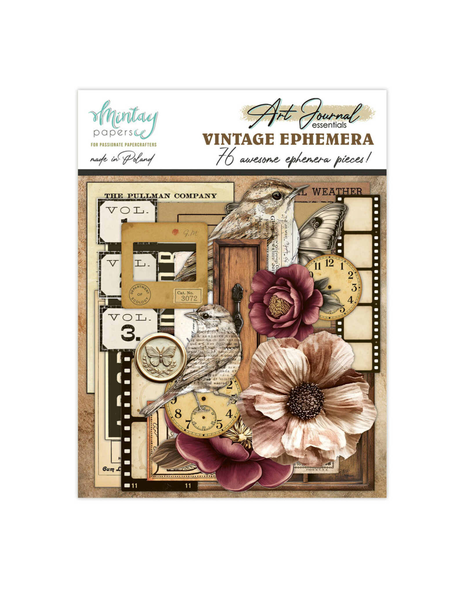 MINTAY MINTAY ART JOURNAL VINTAGE PAPER DIE-CUTS 76/PK