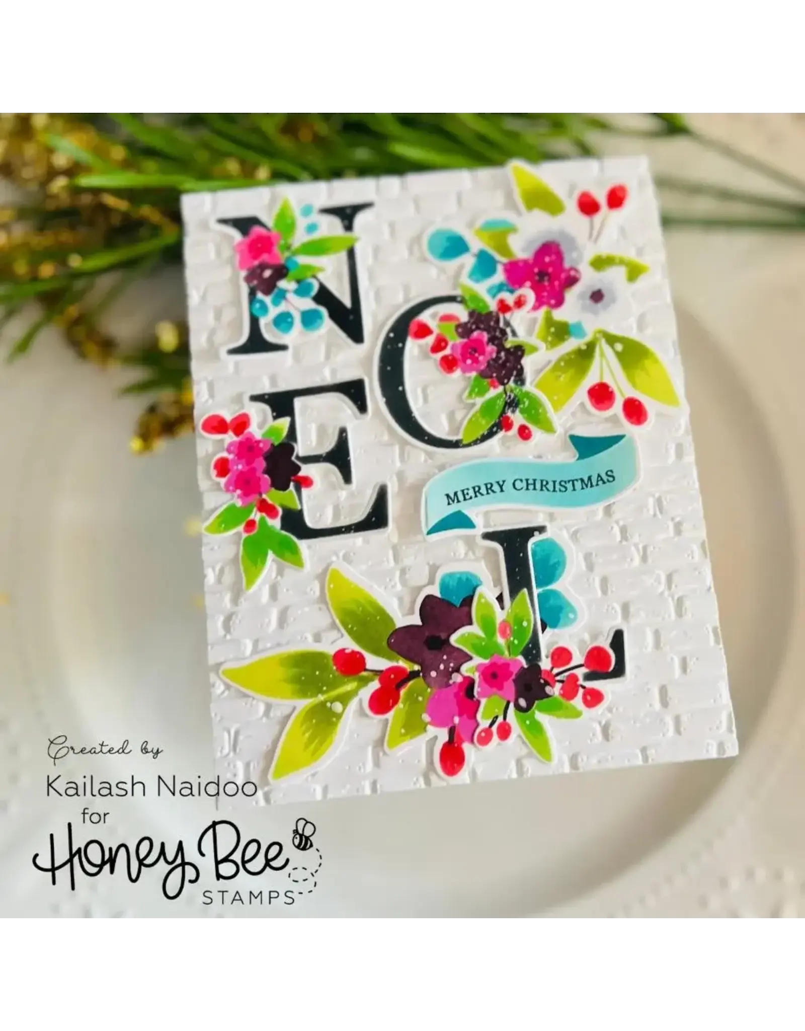 HONEY BEE HONEY BEE STAMPS RUSTIC BRICK WALL 3D EMBOSSING FOLDER