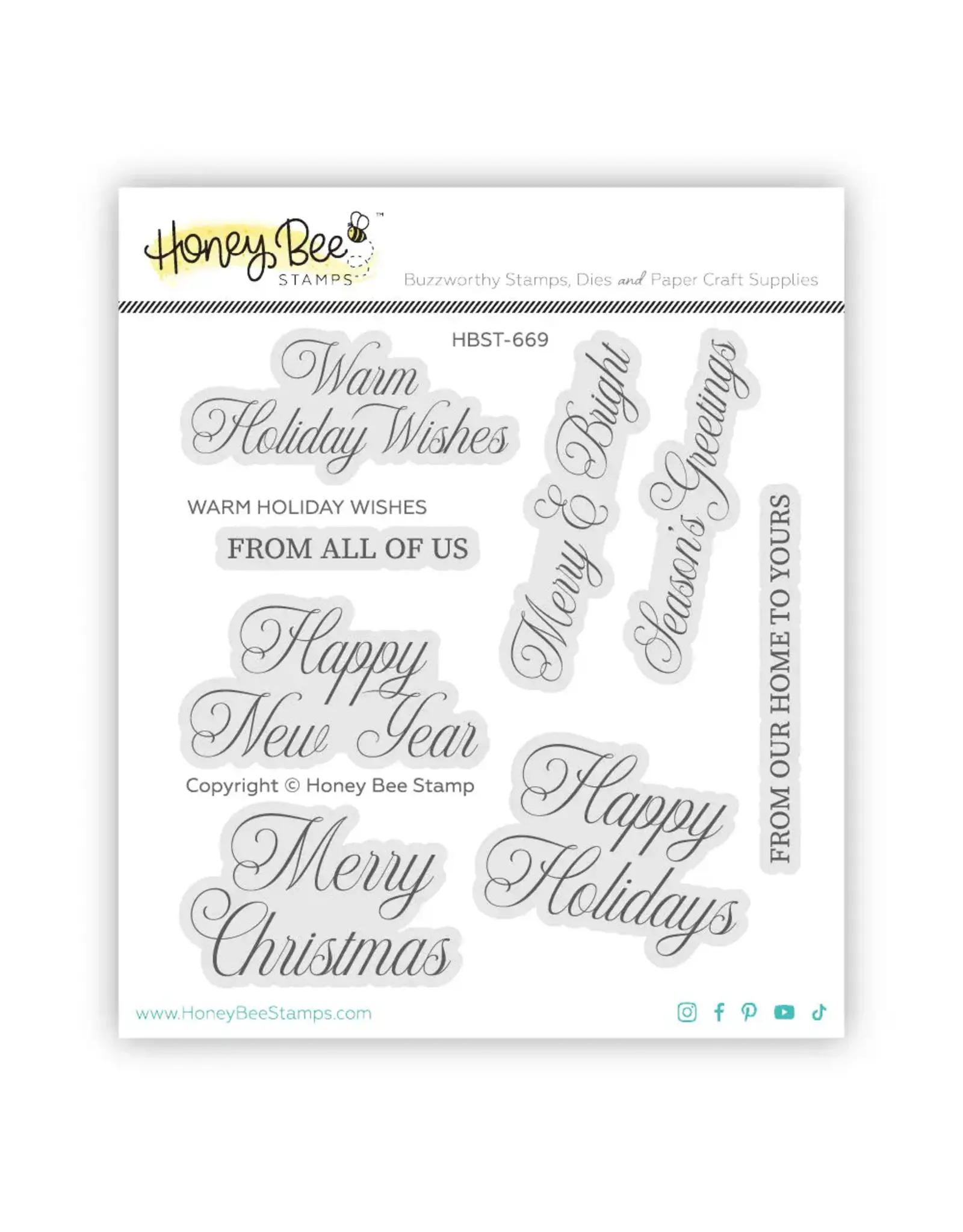 HONEY BEE HONEY BEE STAMPS WARM HOLIDAY WISHES CLEAR STAMP SET