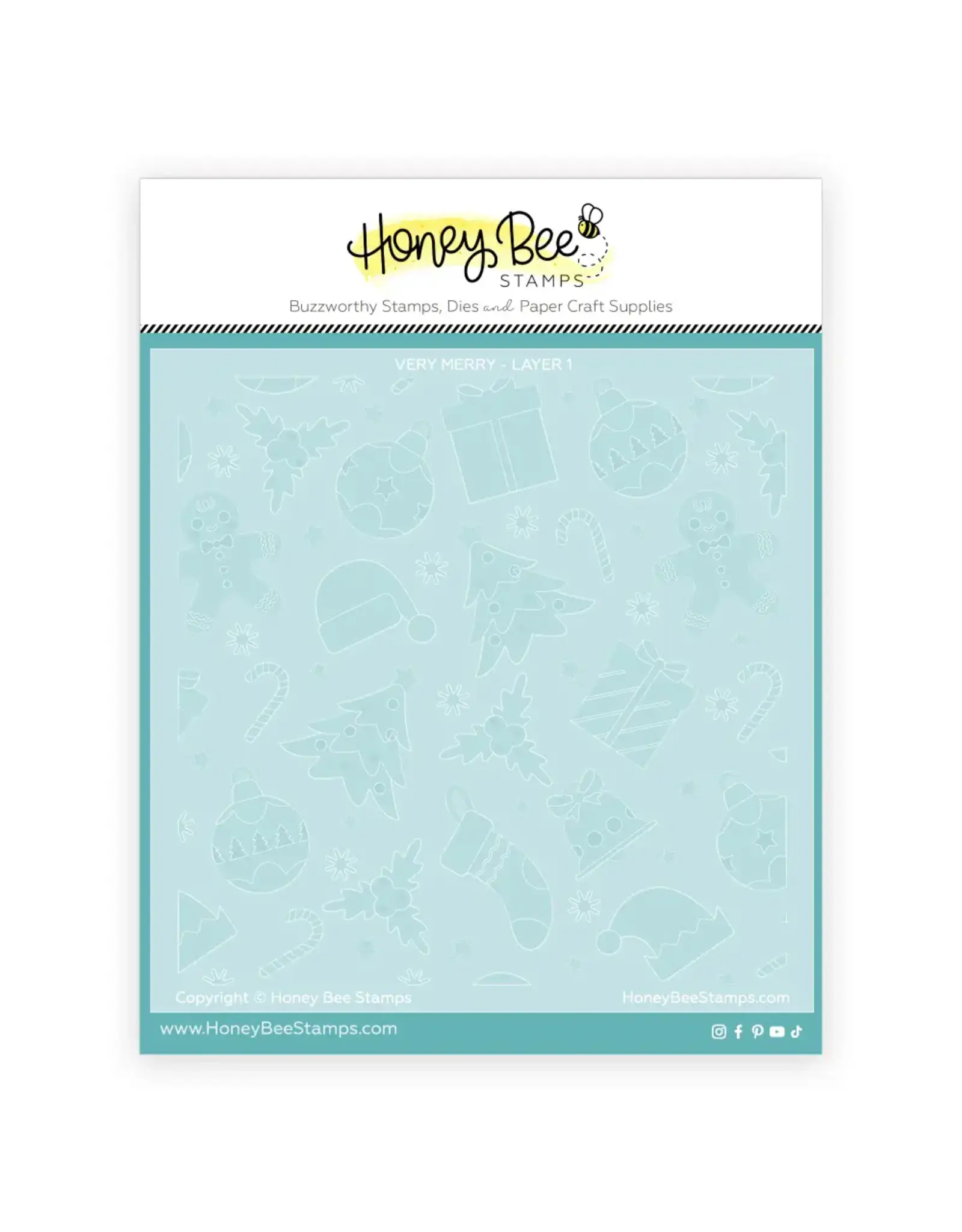 HONEY BEE HONEY BEE STAMPS VERY MERRY LAYERING STENCIL 6/PK