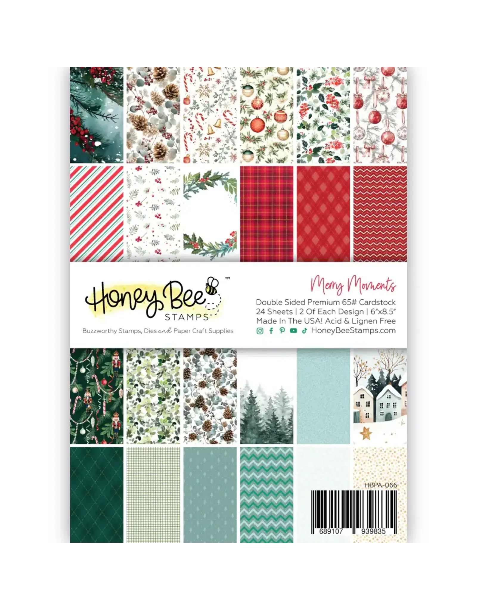 HONEY BEE HONEY BEE STAMPS MERRY MOMENTS PAPER PAD 6x8.5 24 SHEETS