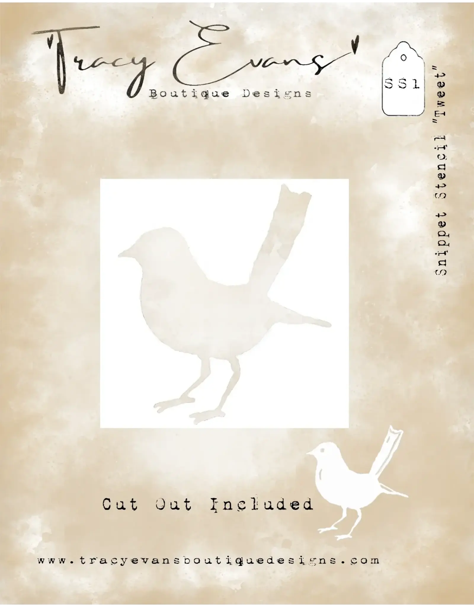 TRACY EVANS TRACY EVANS BOUTIQUE DESIGNS SS1 TWEET 4x4 STENCIL