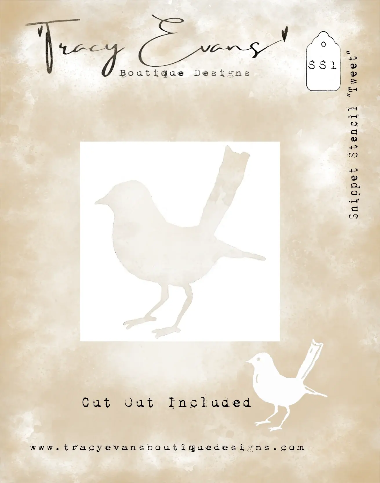TRACY EVANS TRACY EVANS BOUTIQUE DESIGNS SS1 TWEET 4x4 STENCIL