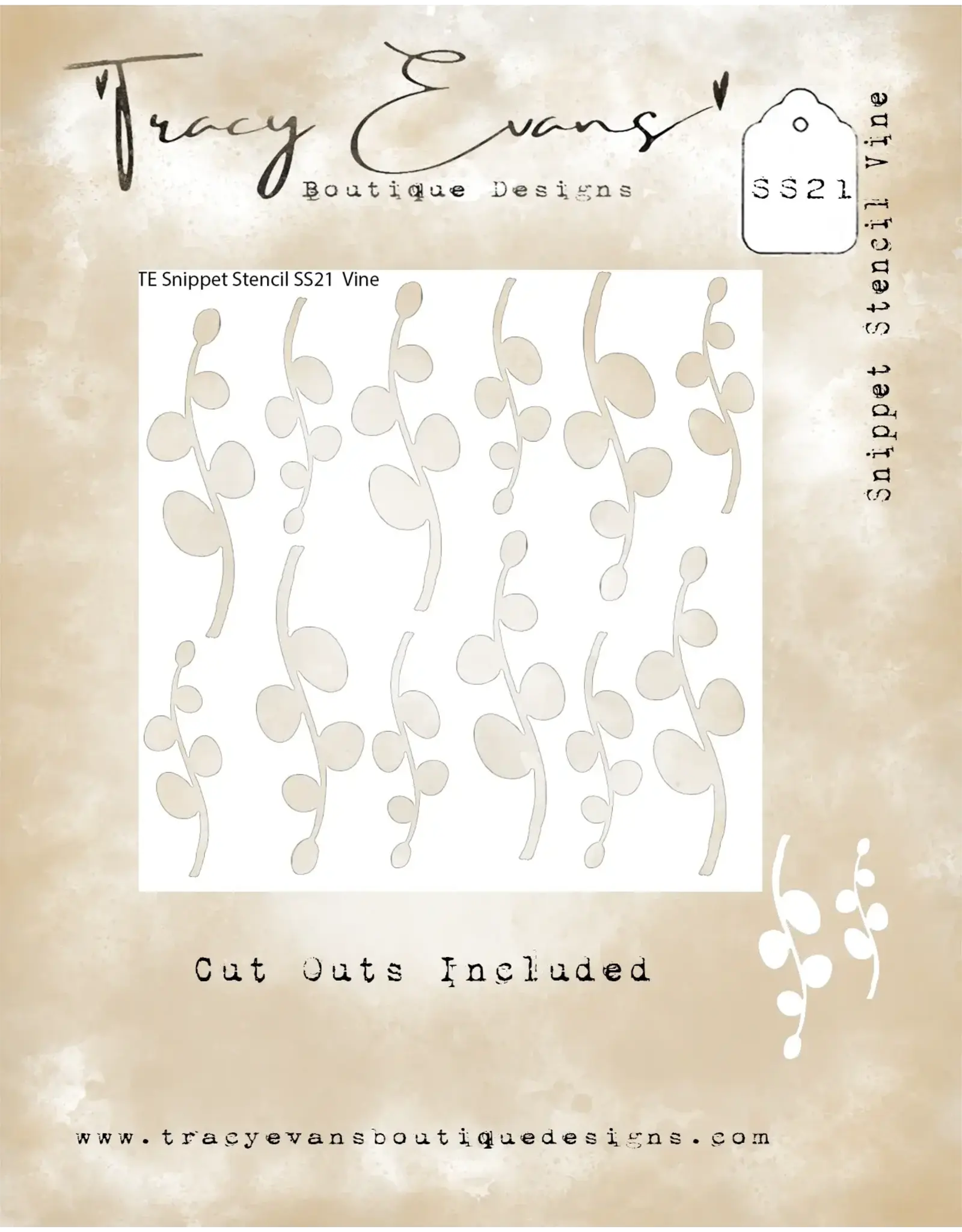 TRACY EVANS TRACY EVANS BOUTIQUE DESIGNS SS21 VINE 4x4 STENCIL