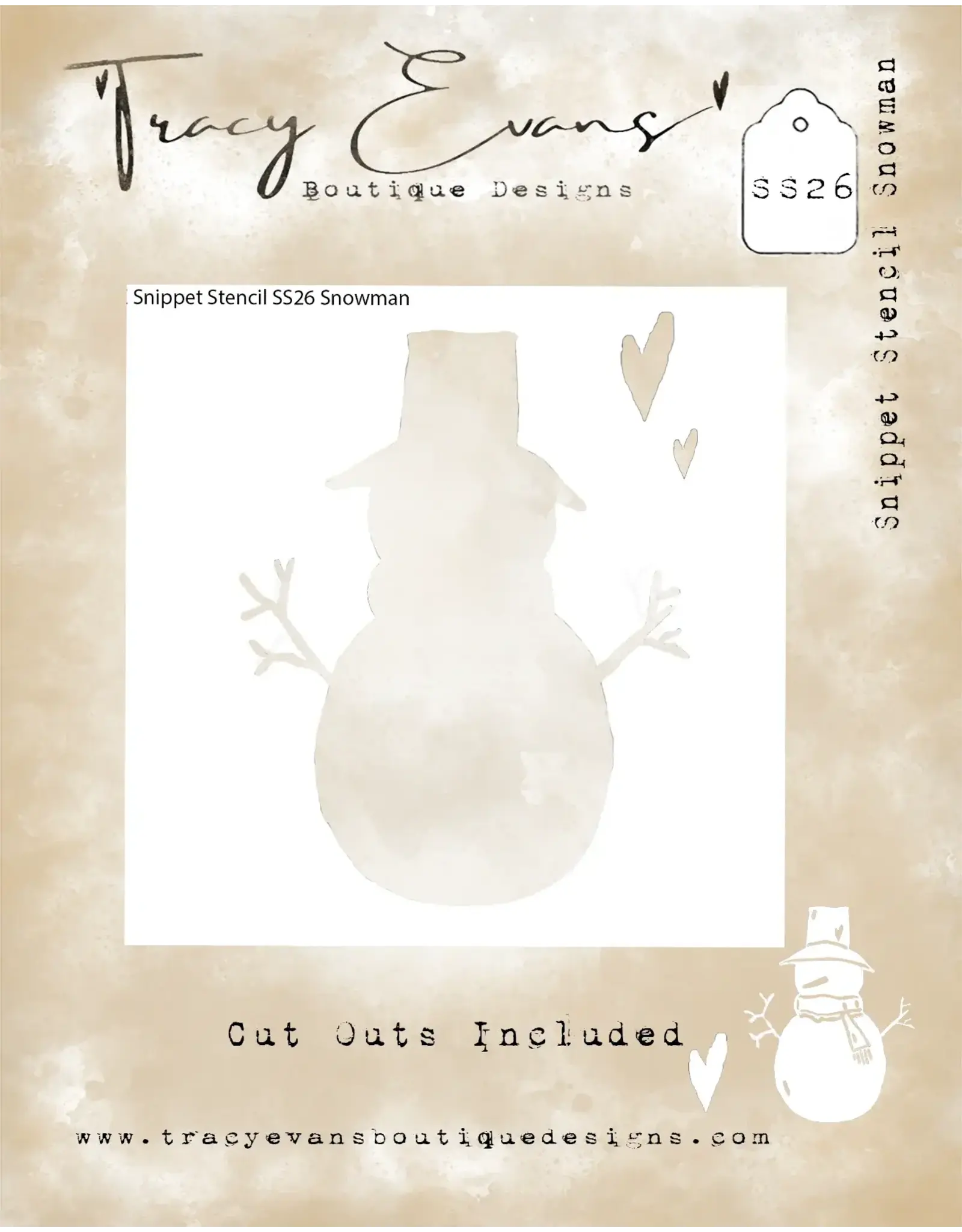 TRACY EVANS TRACY EVANS BOUTIQUE DESIGNS SS26 SNOWMAN 4x4 STENCIL