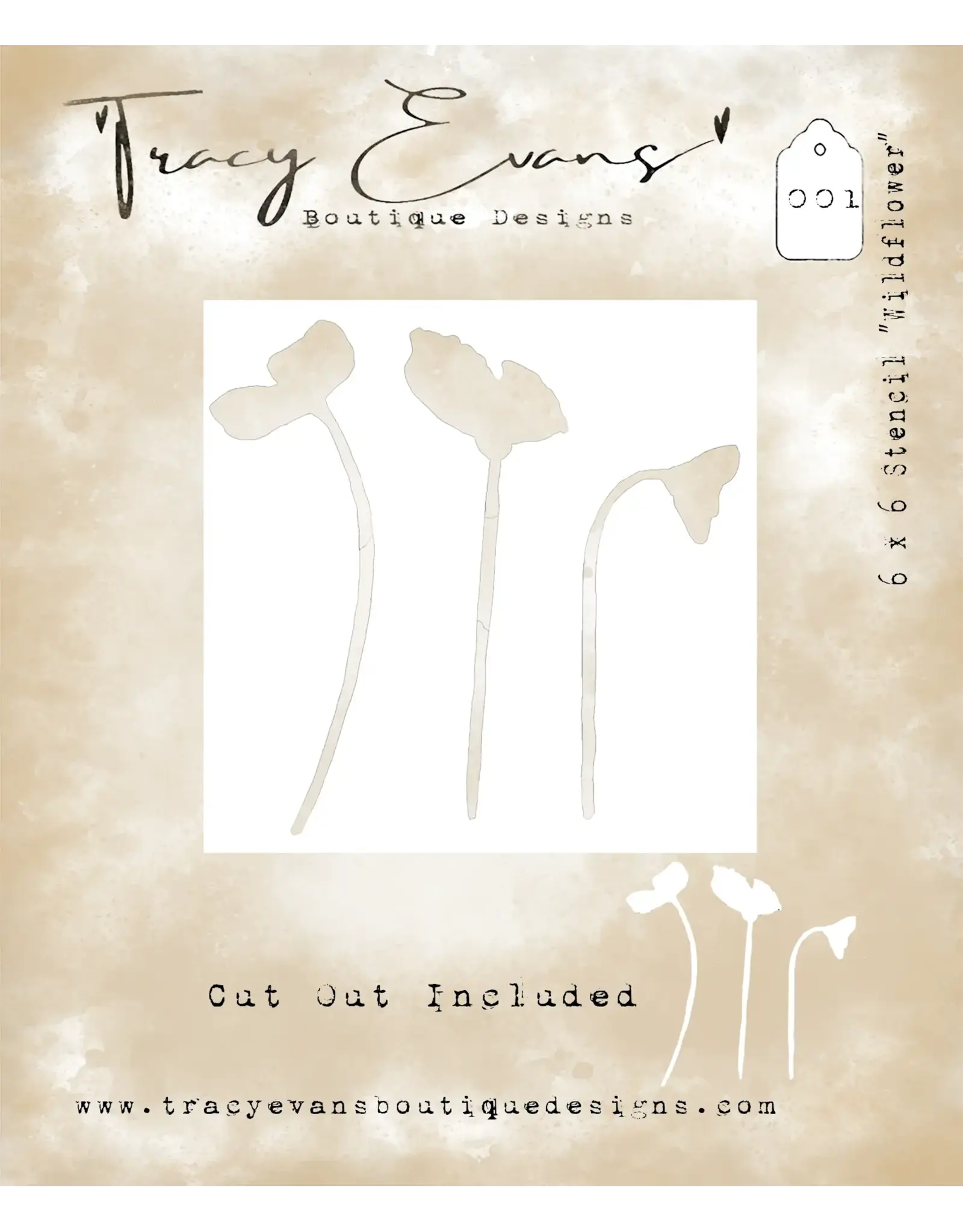 TRACY EVANS TRACY EVANS BOUTIQUE DESIGNS ST1 WILDFLOWER 6x6 STENCIL