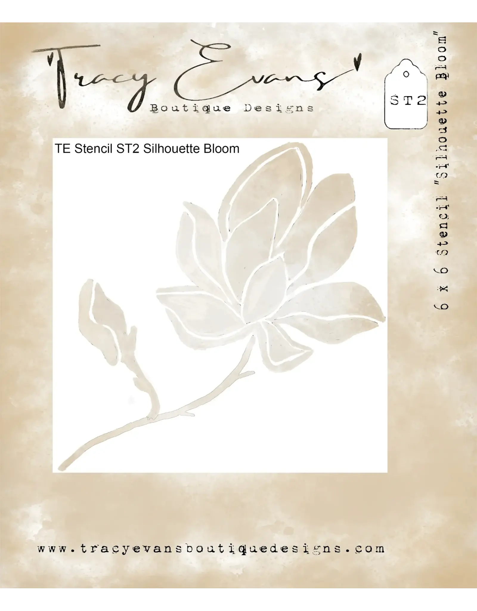 TRACY EVANS TRACY EVANS BOUTIQUE DESIGNS ST2 SILHOUETTE BLOOM 6x6 STENCIL