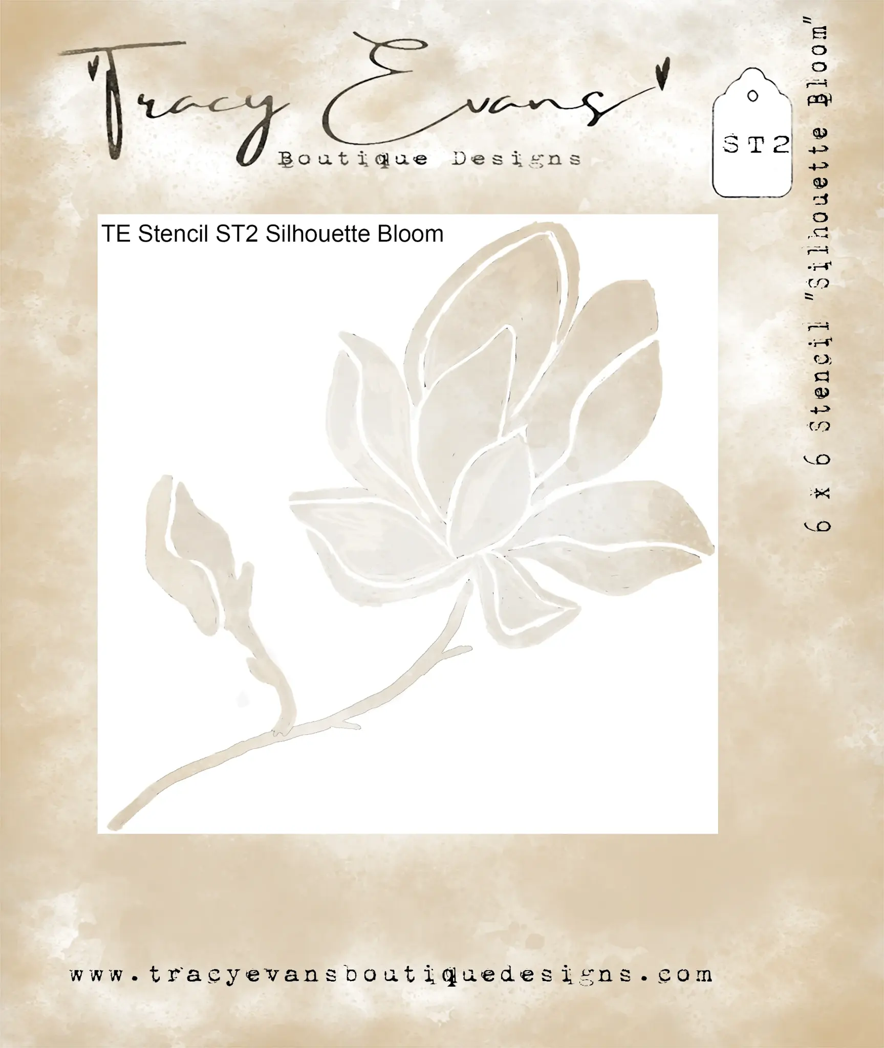 TRACY EVANS TRACY EVANS BOUTIQUE DESIGNS ST2 SILHOUETTE BLOOM 6x6 STENCIL