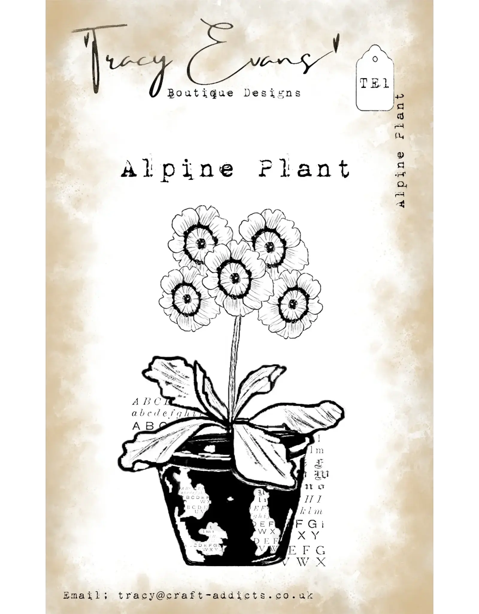 TRACY EVANS TRACY EVANS BOUTIQUE DESIGNS TE1 ALPINE PLANT A7 CLEAR STAMP