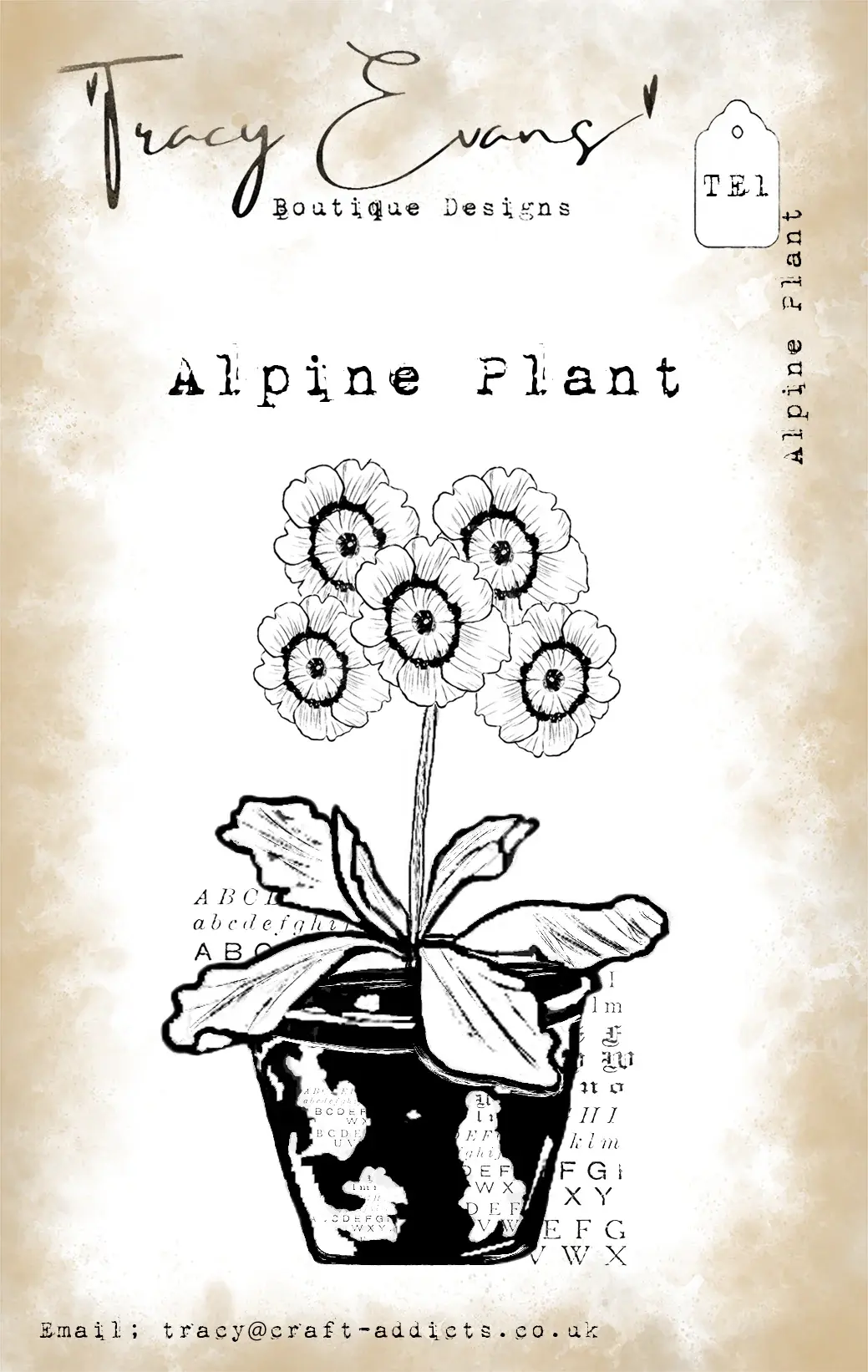 TRACY EVANS TRACY EVANS BOUTIQUE DESIGNS TE1 ALPINE PLANT A7 CLEAR STAMP