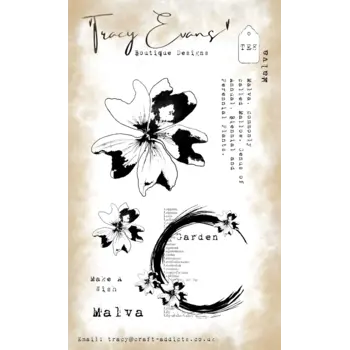 TRACY EVANS TRACY EVANS BOUTIQUE DESIGNS TE8 MALVA A6 CLEAR STAMP SET