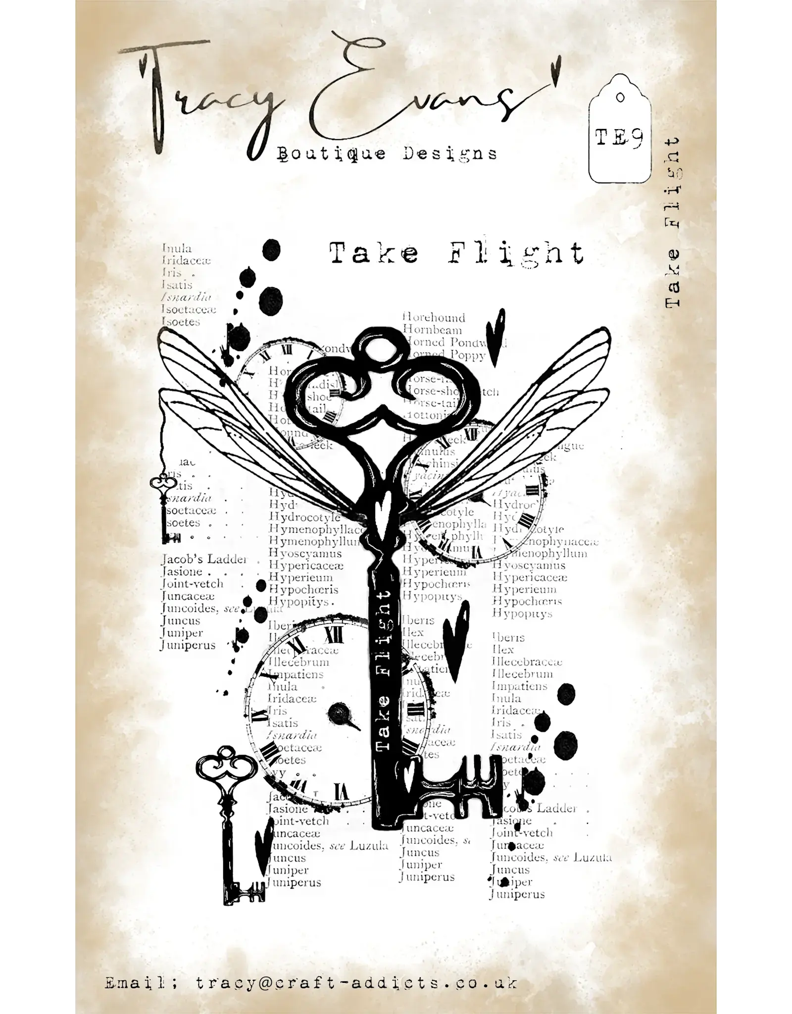 TRACY EVANS TRACY EVANS BOUTIQUE DESIGNS TE9 TAKE FLIGHT A7 CLEAR STAMP SET