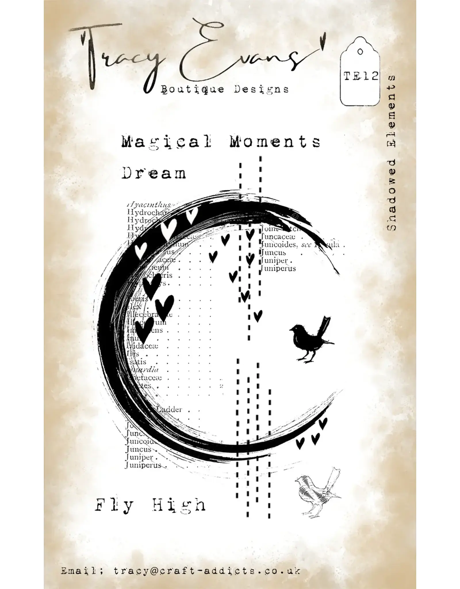 TRACY EVANS TRACY EVANS BOUTIQUE DESIGNS TE12 SHADOWED ELEMENTS A7 CLEAR STAMP