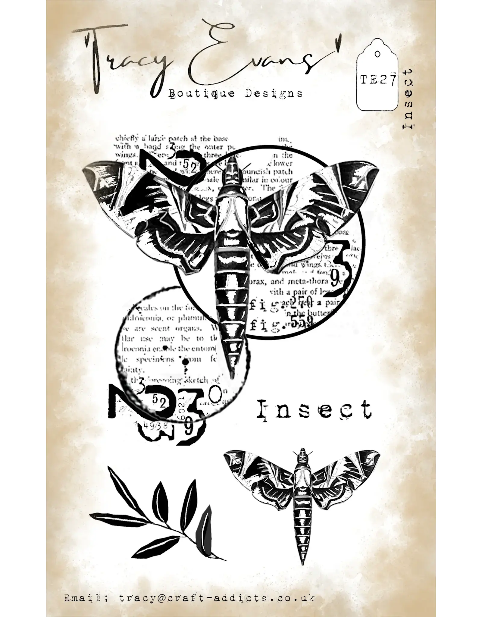 TRACY EVANS TRACY EVANS BOUTIQUE DESIGNS TE27 INSECT A7 CLEAR STAMP SET