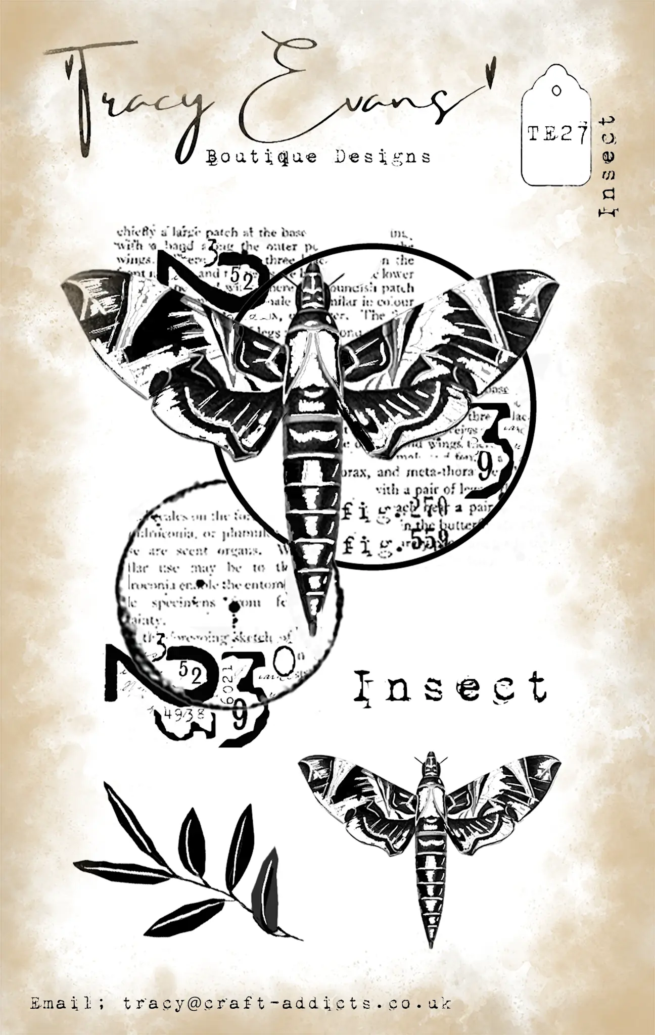 TRACY EVANS TRACY EVANS BOUTIQUE DESIGNS TE27 INSECT A7 CLEAR STAMP SET