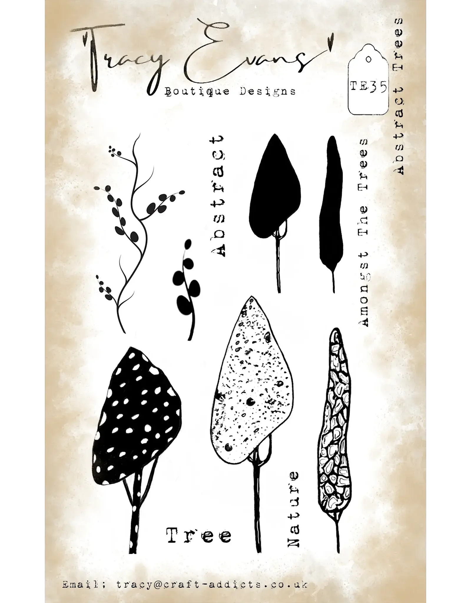 TRACY EVANS TRACY EVANS BOUTIQUE DESIGNS TE35 ABSTRACT TREES A6 CLEAR STAMP SET