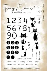 TRACY EVANS TRACY EVANS BOUTIQUE DESIGNS TE36 NUMERICAL CATS A5 CLEAR STAMP SET
