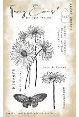 TRACY EVANS TRACY EVANS BOUTIQUE DESIGNS TE37 FLOWER POWER A6 CLEAR STAMP SET