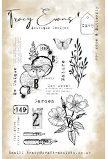 TRACY EVANS TRACY EVANS BOUTIQUE DESIGNS TE45 DOG ROSE & BUTTERFLY A5 CLEAR STAMP SET
