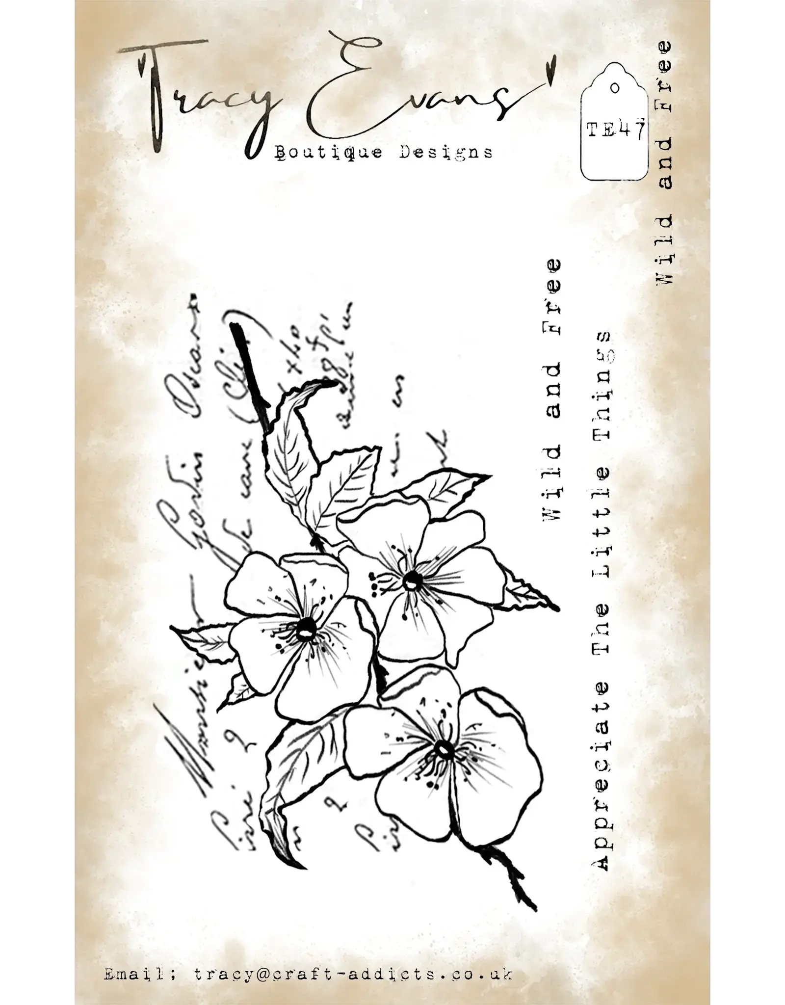 TRACY EVANS TRACY EVANS BOUTIQUE DESIGNS TE47 WILD AND FREE A7 CLEAR STAMP SET