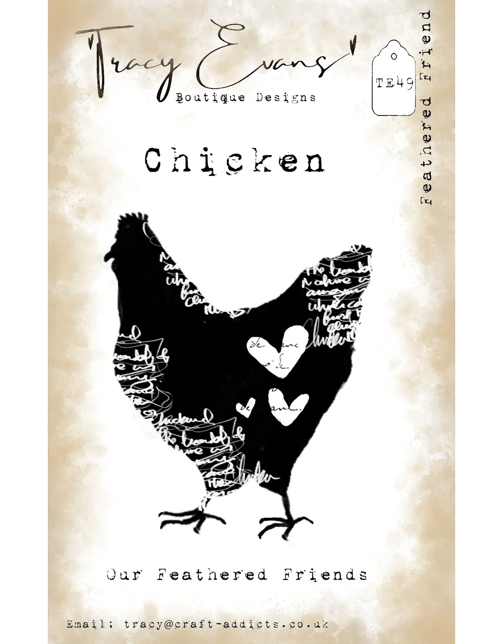 TRACY EVANS TRACY EVANS BOUTIQUE DESIGNS TE49 FEATHERED FRIEND A7 CLEAR STAMP SET