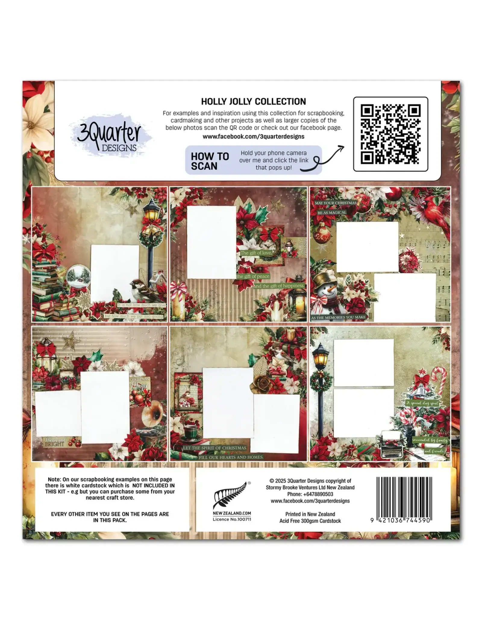 3QUARTER DESIGNS 3QUARTER DESIGNS HOLLY JOLLY COLLECTION 12x12 DESIGNER PAPER & DIECUTS SET
