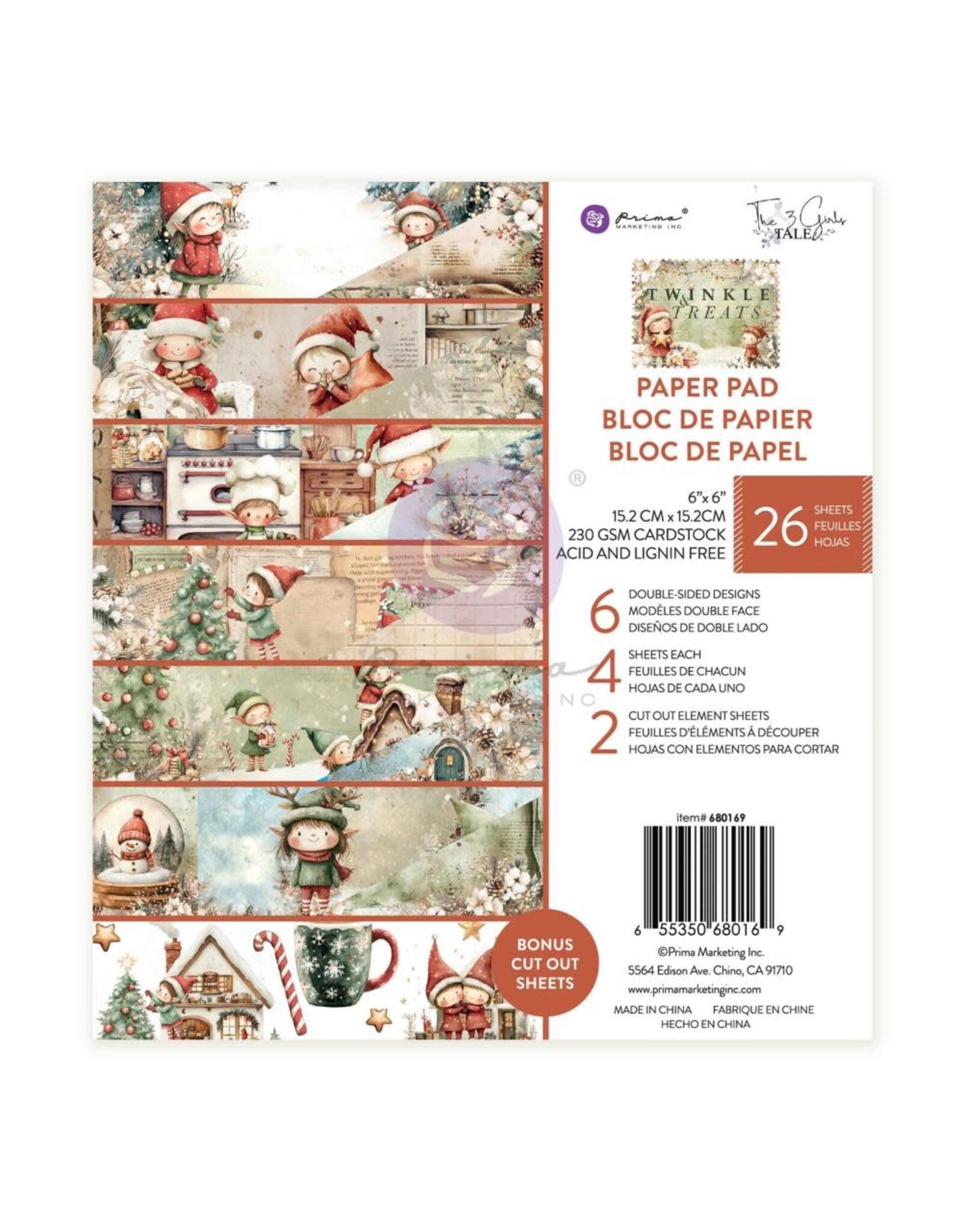 PRIMA PRIMA TWINKLE & TREATS 6x6 PAPER PAD 26 SHEETS