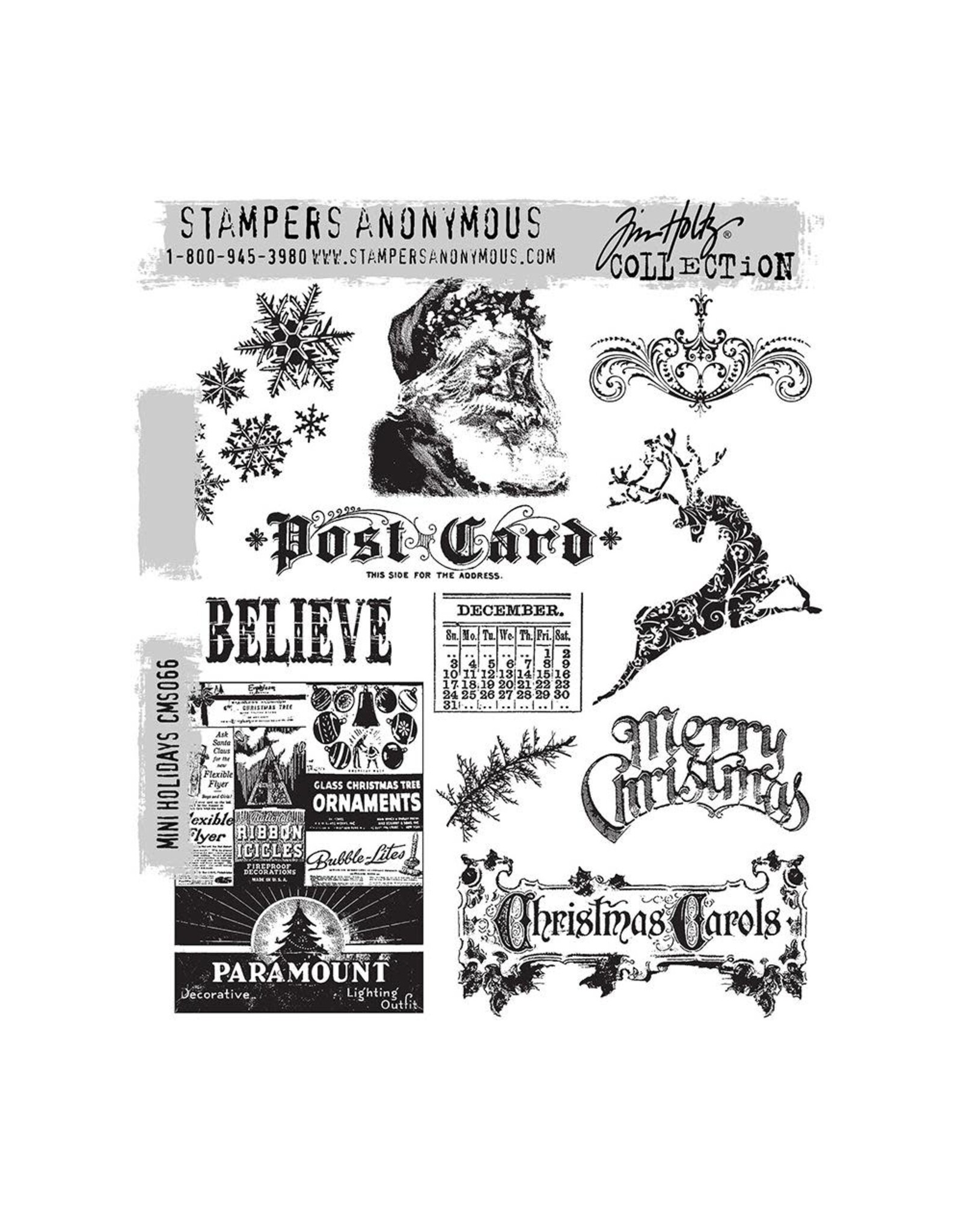 STAMPERS ANONYMOUS STAMPERS ANONYMOUS TIM HOLTZ MINI HOLIDAYS CLING STAMP SET