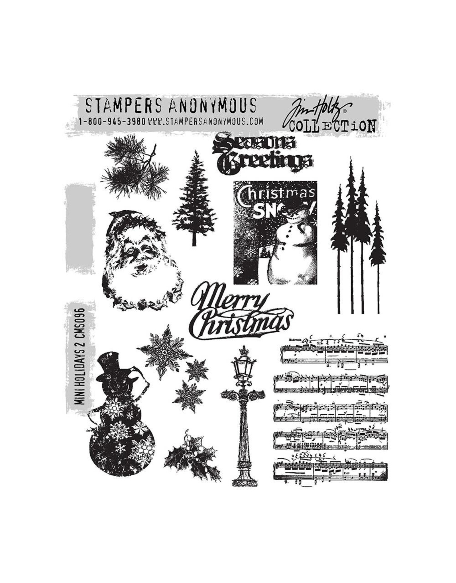STAMPERS ANONYMOUS STAMPERS ANONYMOUS TIM HOLTZ MINI HOLIDAYS #2 CLING STAMP SET