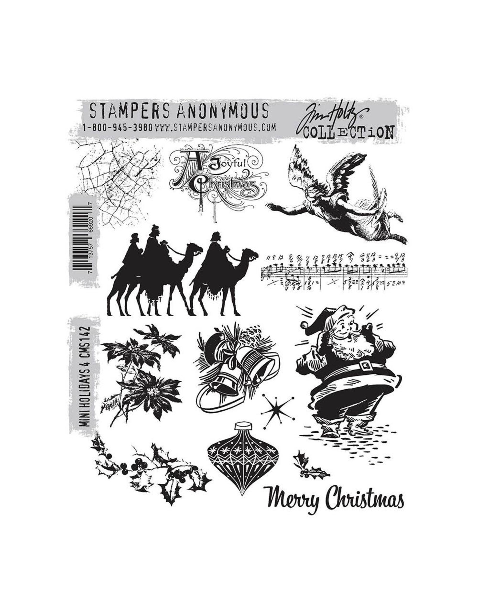 STAMPERS ANONYMOUS STAMPERS ANONYMOUS TIM HOLTZ MINI HOLIDAYS #4 CLING STAMP SET