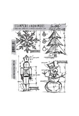 STAMPERS ANONYMOUS STAMPERS ANONYMOUS TIM HOLTZ CHRISTMAS BLUEPRINT CLING STAMP SET