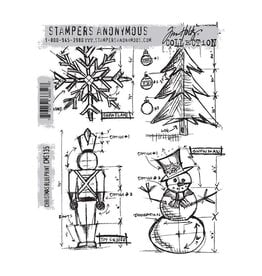 STAMPERS ANONYMOUS STAMPERS ANONYMOUS TIM HOLTZ CHRISTMAS BLUEPRINT CLING STAMP SET