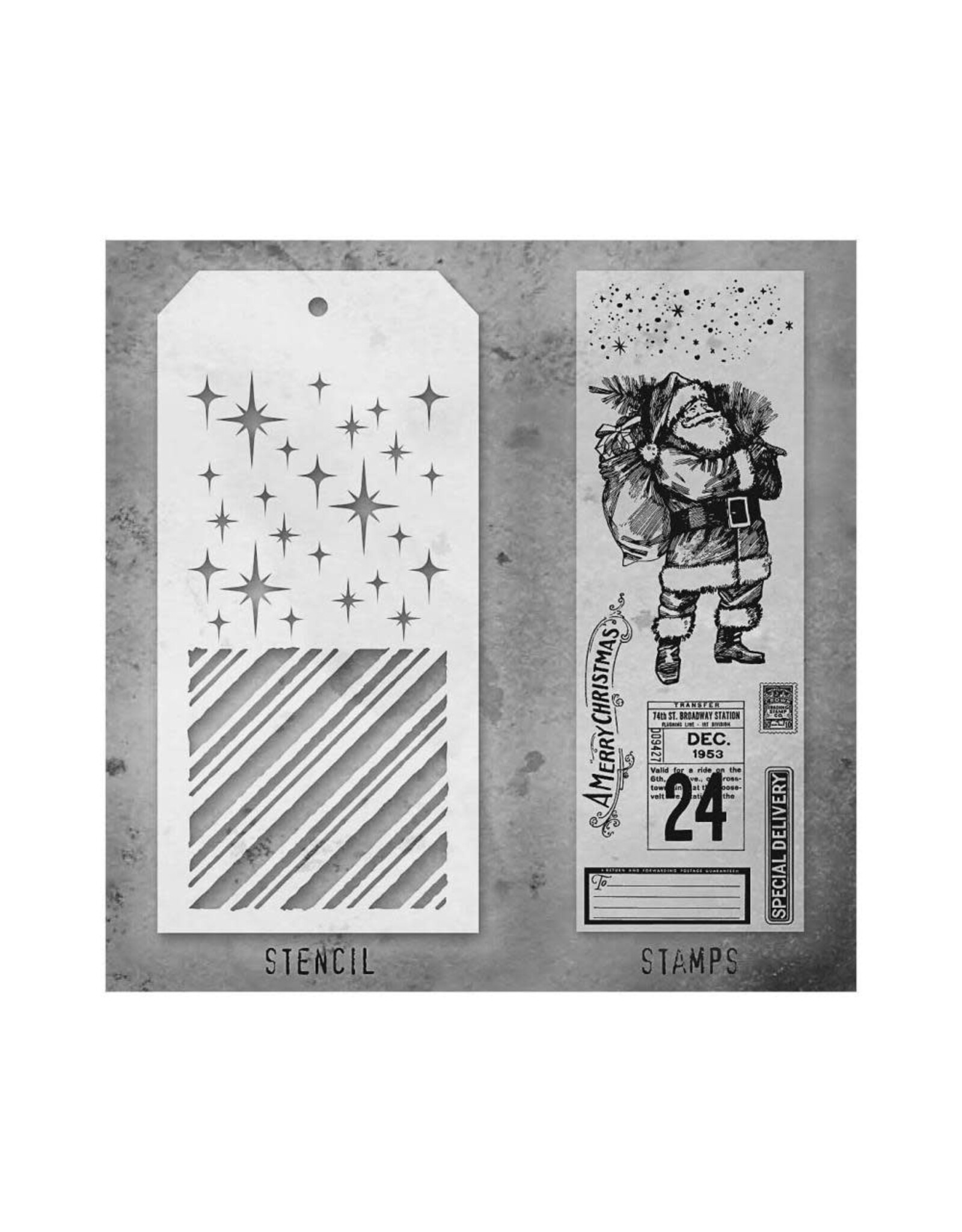 STAMPERS ANONYMOUS STAMPERS ANONYMOUS TIM HOLTZ SET #31 MIXED MEDIA CLEAR STAMP SET & STENCIL