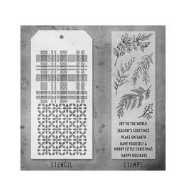STAMPERS ANONYMOUS STAMPERS ANONYMOUS TIM HOLTZ SET #32 MIXED MEDIA CLEAR STAMP SET & STENCIL
