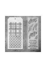 STAMPERS ANONYMOUS STAMPERS ANONYMOUS TIM HOLTZ SET #32 MIXED MEDIA CLEAR STAMP SET & STENCIL