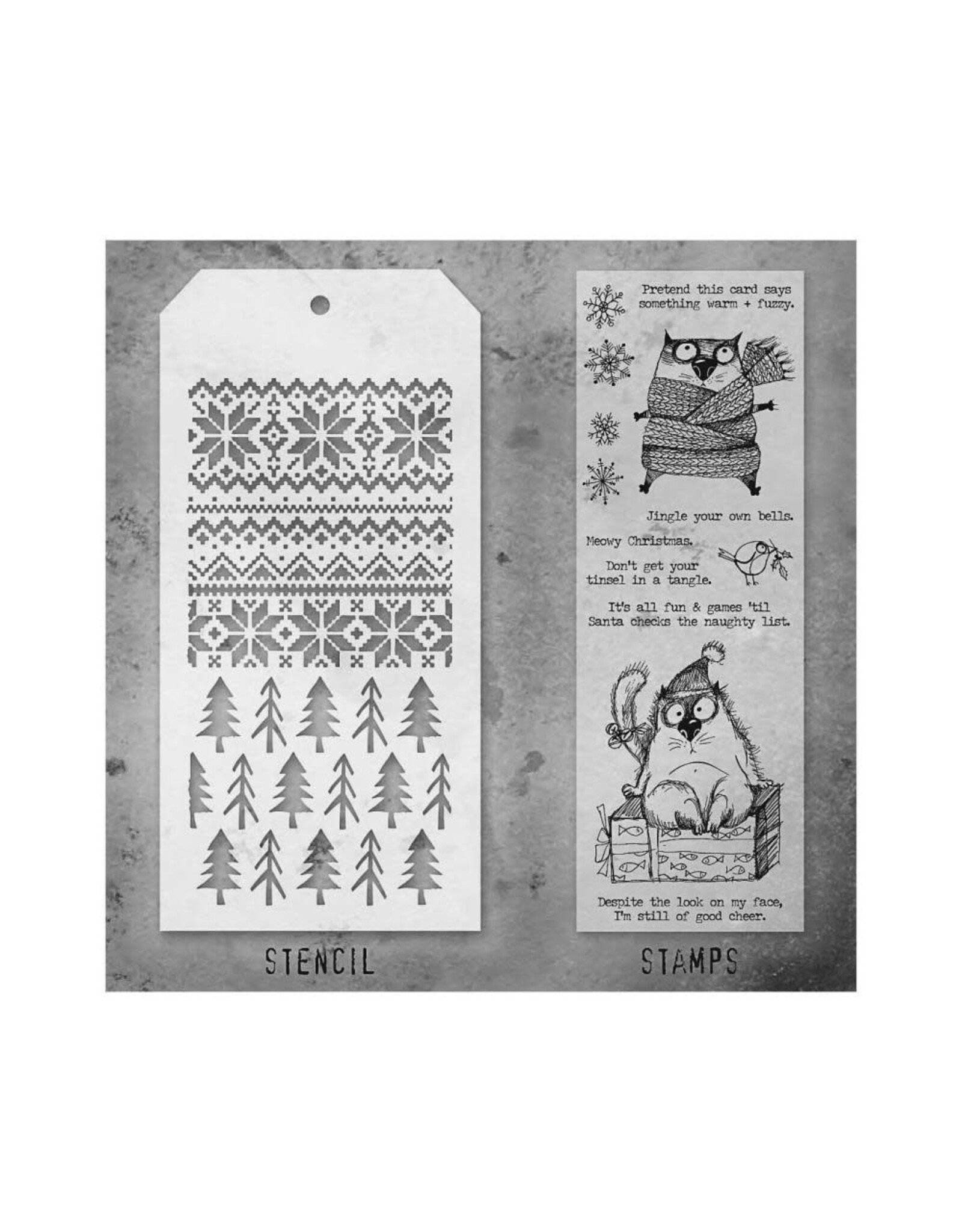 STAMPERS ANONYMOUS STAMPERS ANONYMOUS TIM HOLTZ SET #34 MIXED MEDIA CLEAR STAMP SET & STENCIL