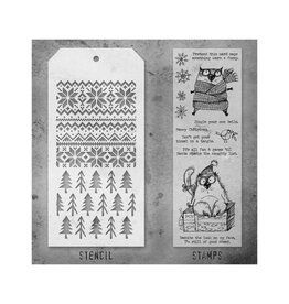 STAMPERS ANONYMOUS STAMPERS ANONYMOUS TIM HOLTZ SET #34 MIXED MEDIA CLEAR STAMP SET & STENCIL