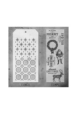 STAMPERS ANONYMOUS STAMPERS ANONYMOUS TIM HOLTZ SET #35 MIXED MEDIA CLEAR STAMP SET & STENCIL